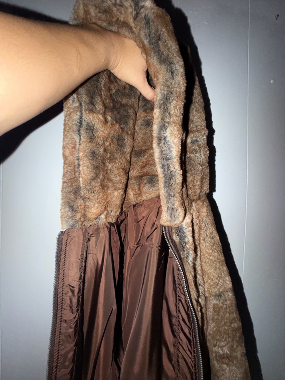 Women Hollister Brown Faux Fur Bomber Jacket size S - Picture 7 of 8
